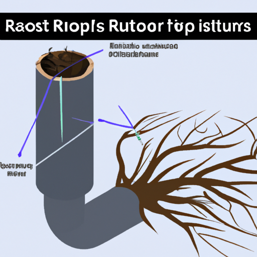 איור המתאר חדירת שורשים בצינור ביוב.